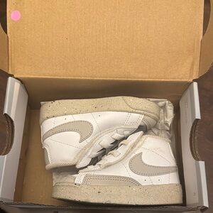 Nike White and Tan Sneakers Classic High-Top Design